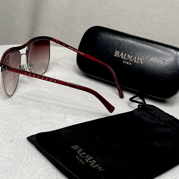 BALMAIN ♥️ RED STUDDED SUNGLASSES - Picture 3 of 7